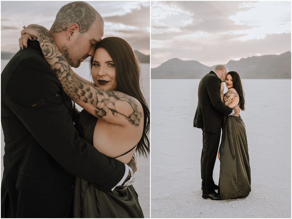 Bonneville Salt Flats Engagement Photos in Utah by Utah Elopement Photographer 