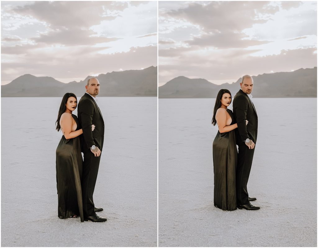 Bonneville Salt Flats Engagement Photos in Utah by Utah Elopement Photographer 