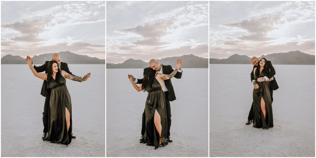 Bonneville Salt Flats Engagement Photos in Utah by Utah Elopement Photographer 