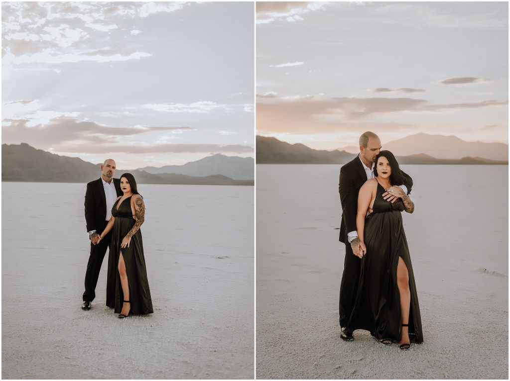 Bonneville Salt Flats Engagement Photos in Utah by Utah Elopement Photographer 