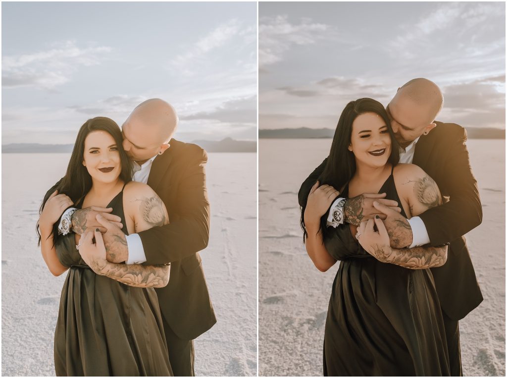 Bonneville Salt Flats Engagement Photos in Utah by Utah Elopement Photographer 
