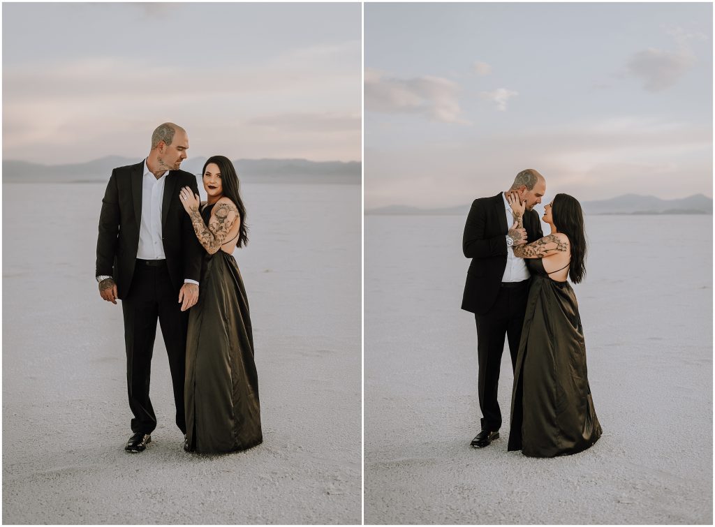 Bonneville Salt Flats Engagement Photos in Utah by Utah Elopement Photographer 