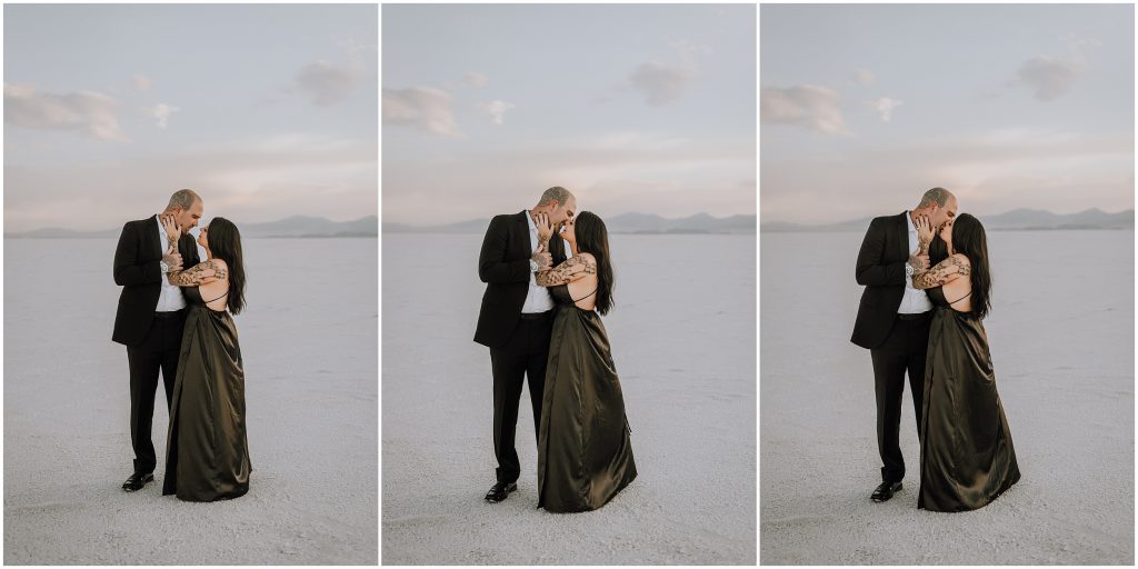 Bonneville Salt Flats Engagement Photos in Utah by Utah Elopement Photographer 