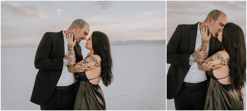 Bonneville Salt Flats Engagement Photos in Utah by Utah Elopement Photographer 