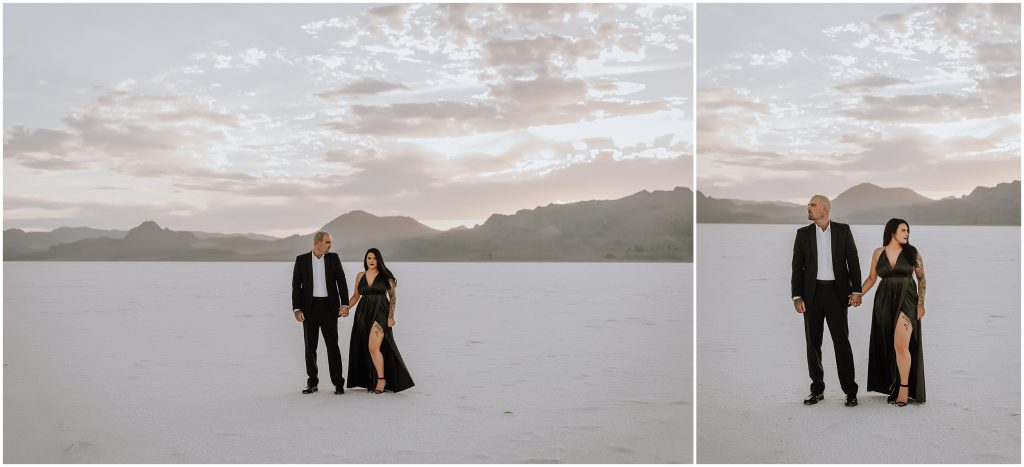 Bonneville Salt Flats Engagement Photos in Utah by Utah Elopement Photographer 