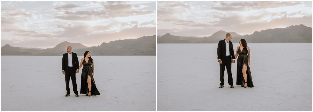 Bonneville Salt Flats Engagement Photos in Utah by Utah Elopement Photographer 
