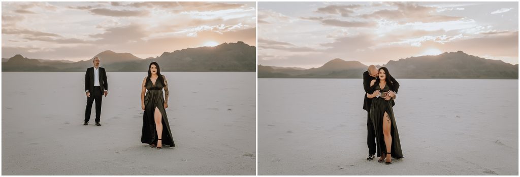 Bonneville Salt Flats Engagement Photos in Utah by Utah Elopement Photographer 