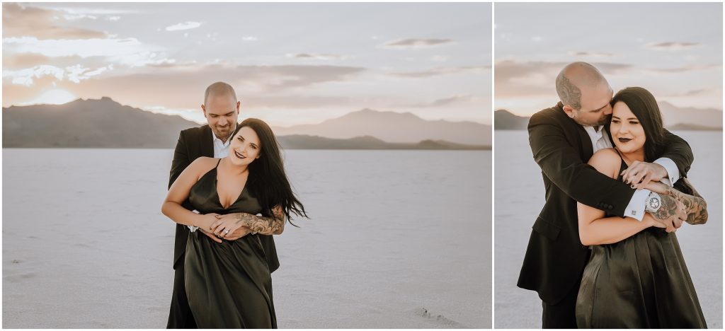 Bonneville Salt Flats Engagement Photos in Utah by Utah Elopement Photographer 