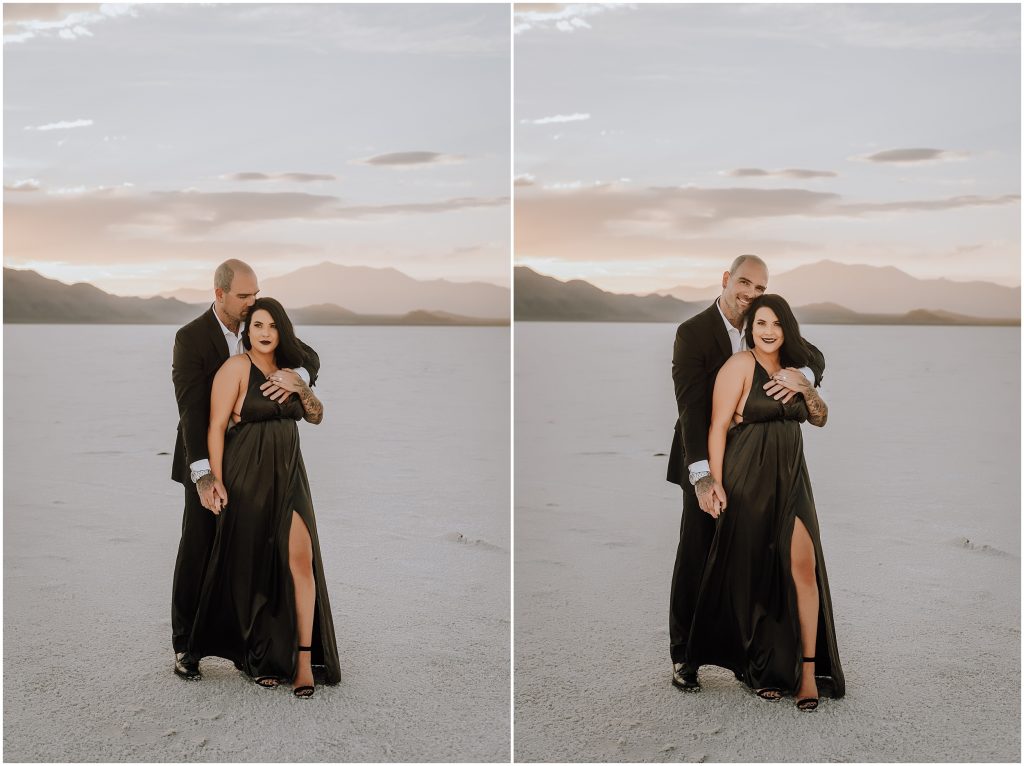 Bonneville Salt Flats Engagement Photos in Utah by Utah Elopement Photographer 