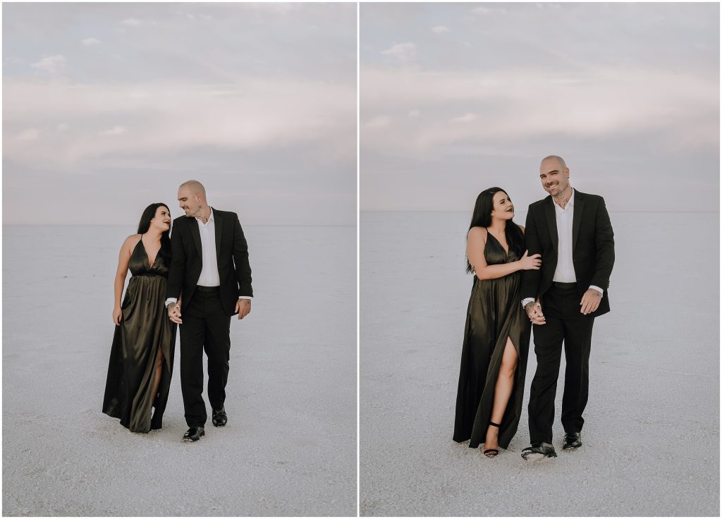 Bonneville Salt Flats Engagement Photos in Utah by Utah Elopement Photographer 