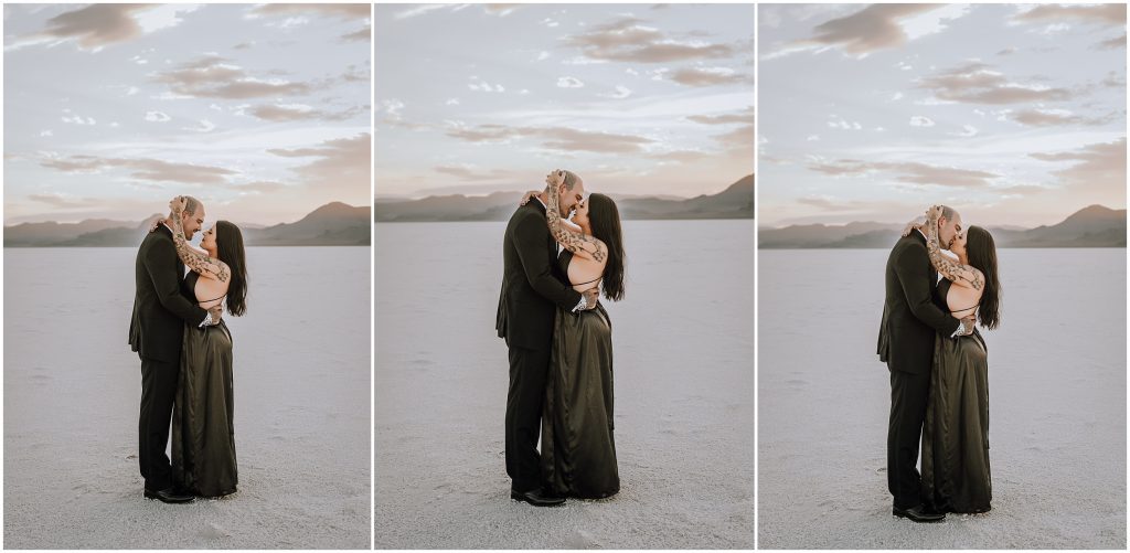 Bonneville Salt Flats Engagement Photos in Utah by Utah Elopement Photographer 