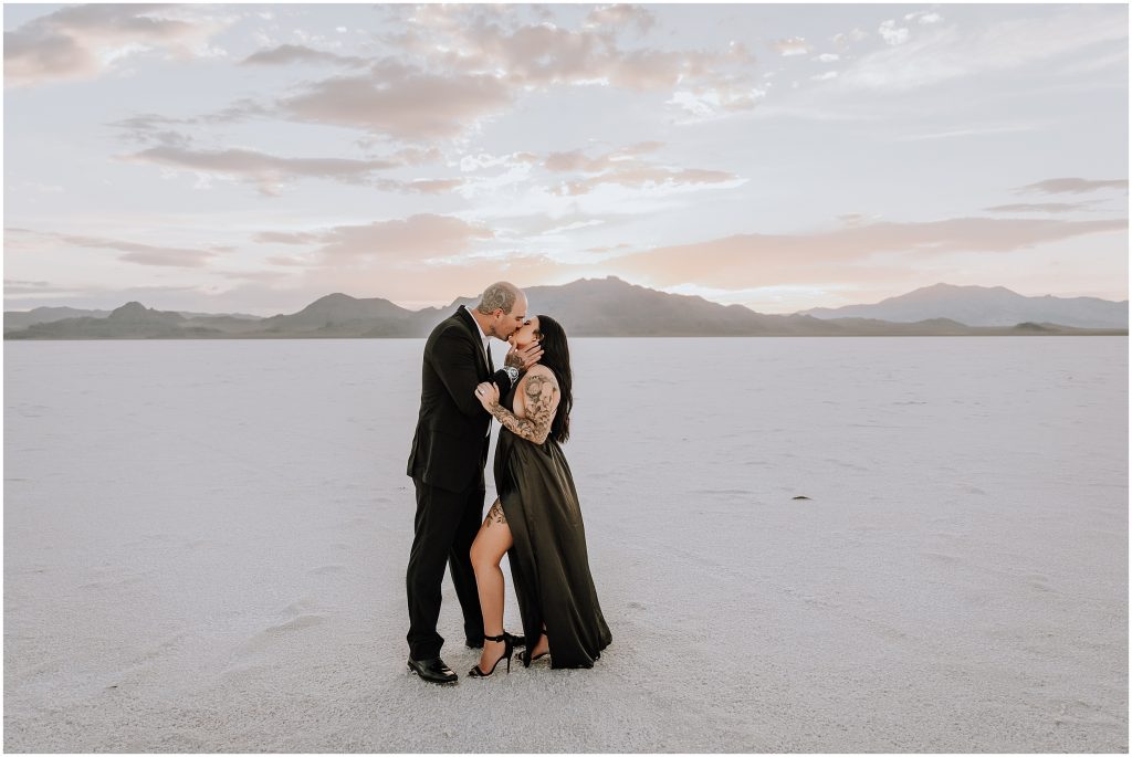 Bonneville Salt Flats Engagement Photos in Utah by Utah Elopement Photographer 