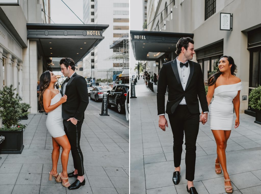 Windy Chic Evening Engagement Session in Downtown Dallas by Dallas Wedding Photographer Kyrsten Ashlay Photography