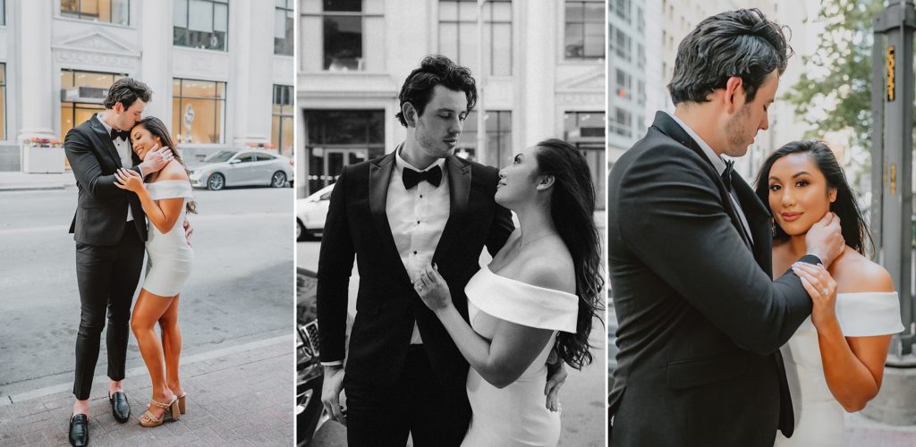 Windy Chic Evening Engagement Session in Downtown Dallas by Dallas Wedding Photographer Kyrsten Ashlay Photography