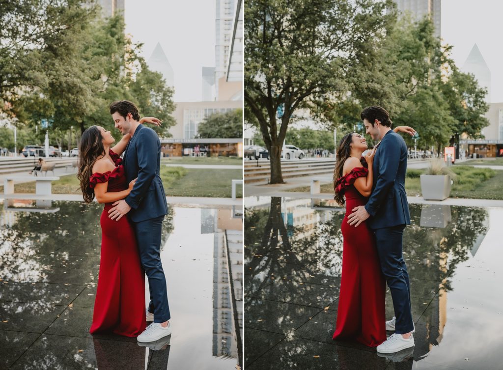 Windy Chic Evening Engagement Session in Downtown Dallas by Dallas Wedding Photographer Kyrsten Ashlay Photography