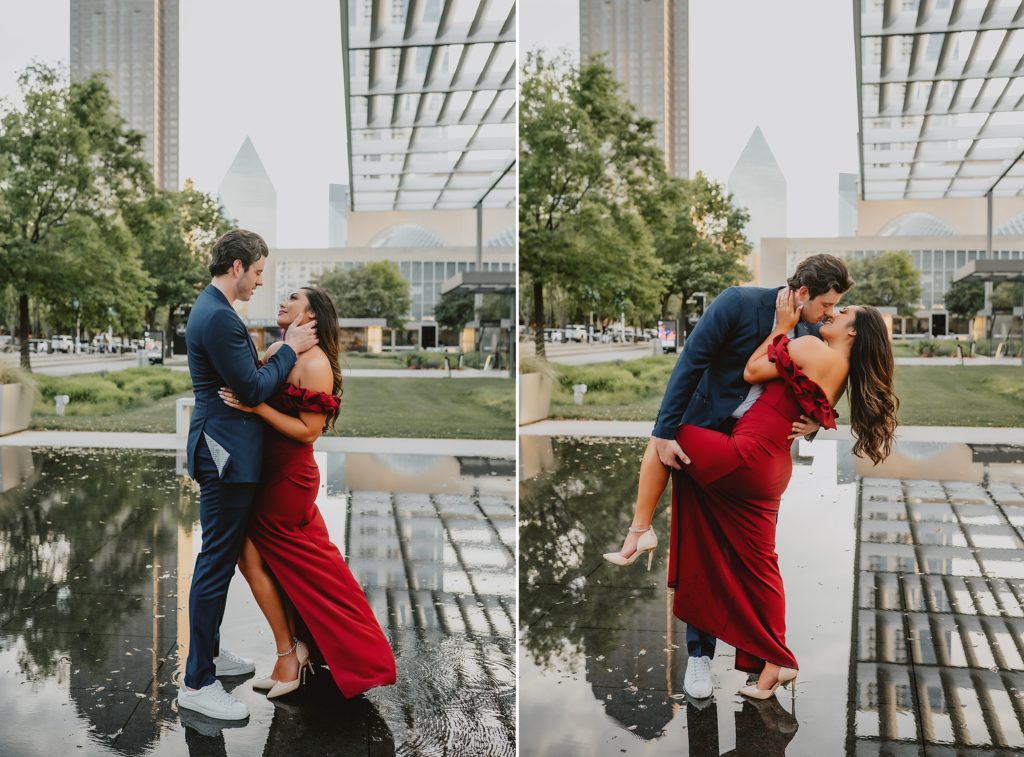 Windy Chic Evening Engagement Session in Downtown Dallas by Dallas Wedding Photographer Kyrsten Ashlay Photography