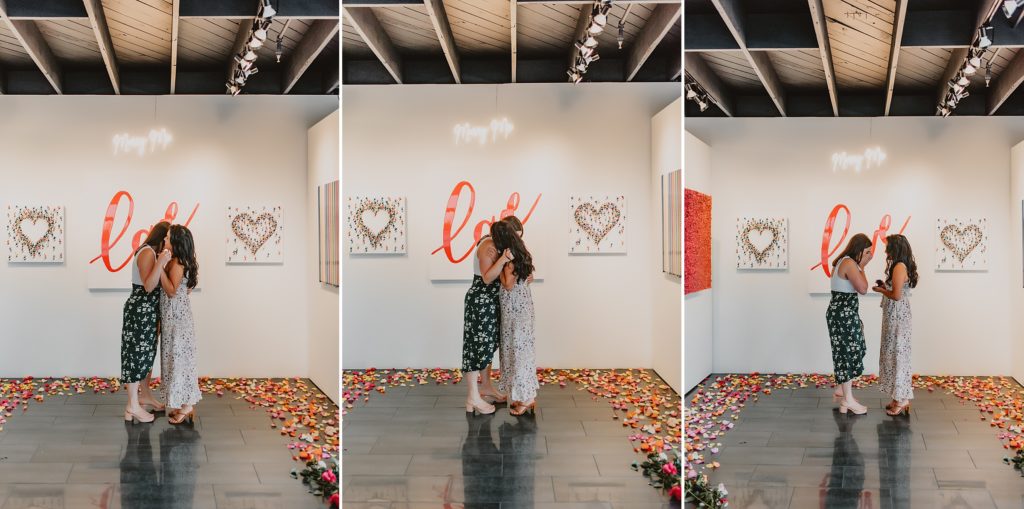 Proposal at Laura Rathe Fine Art Gallery in Dallas by Dallas Wedding Photographer Kyrsten Ashlay Photography