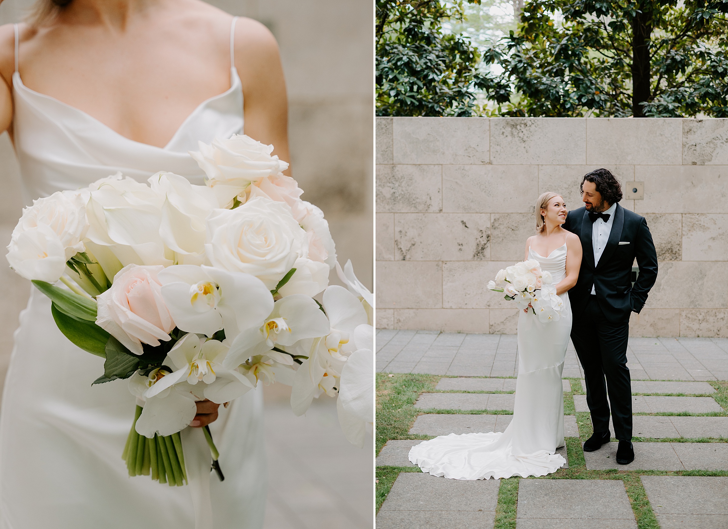 Editorial-style bride and groom portraits at the Nasher Sculpture Center