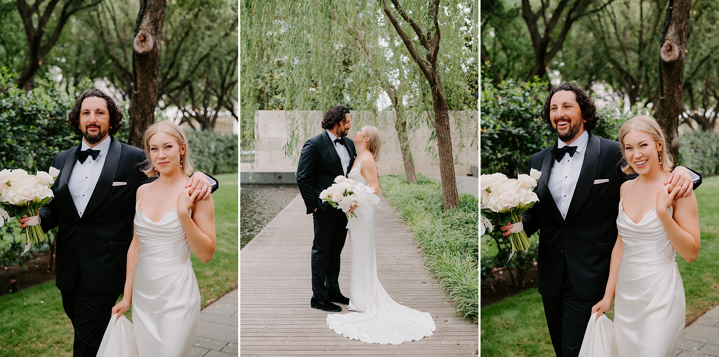 Editorial-style bride and groom portraits at the Nasher Sculpture Center