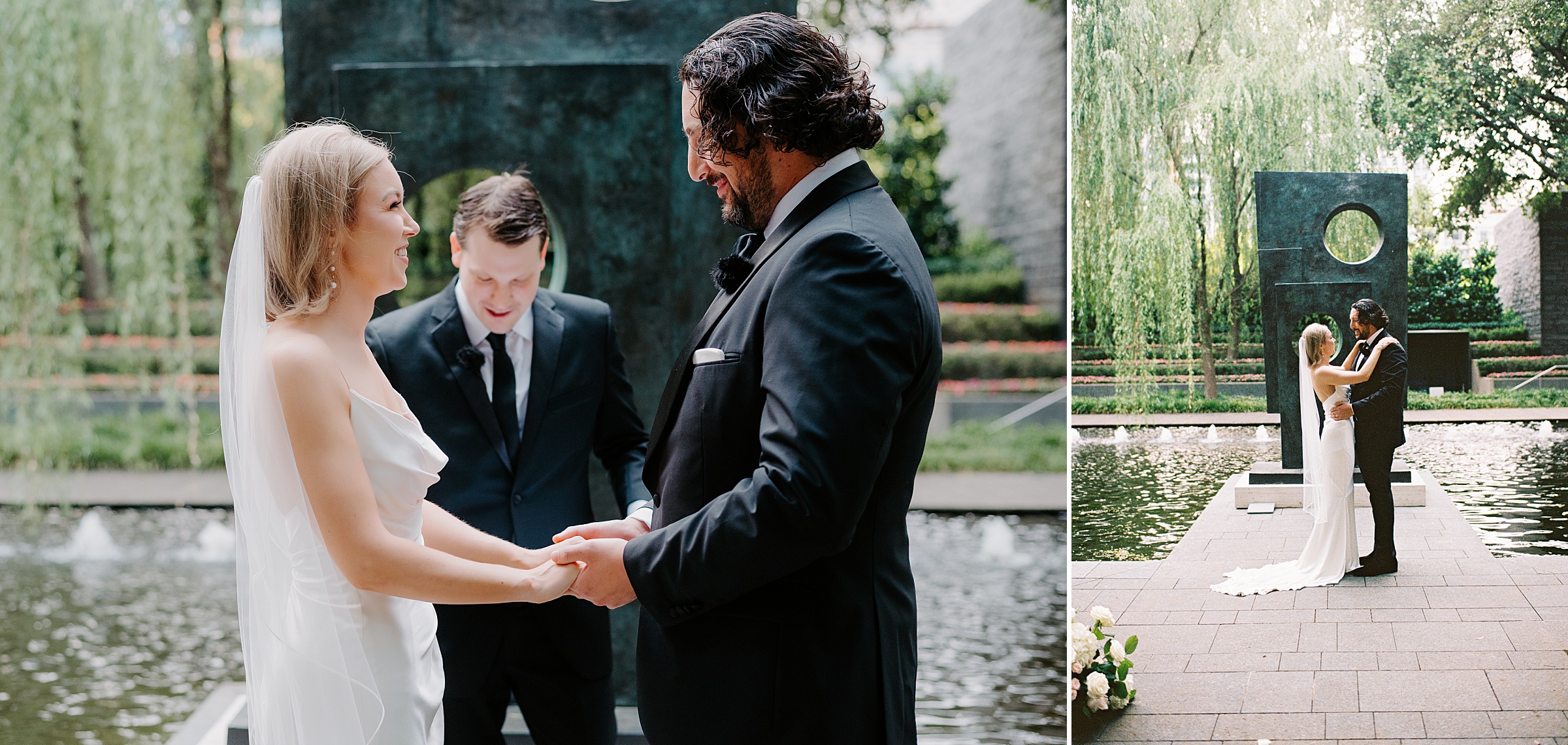 Spring wedding ceremony surrounded by art at the Nasher Sculpture Center
