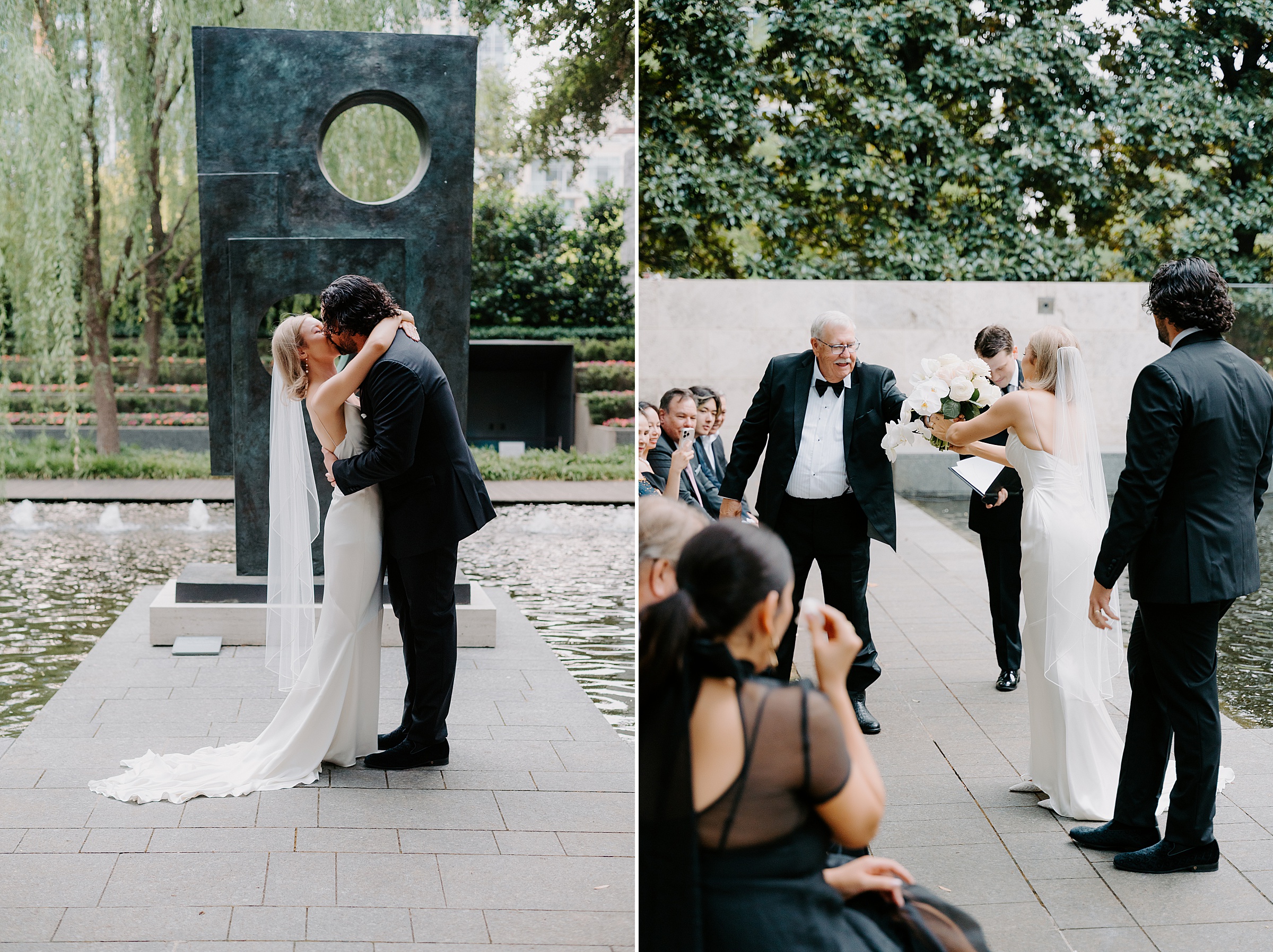 Spring wedding ceremony surrounded by art at the Nasher Sculpture Center