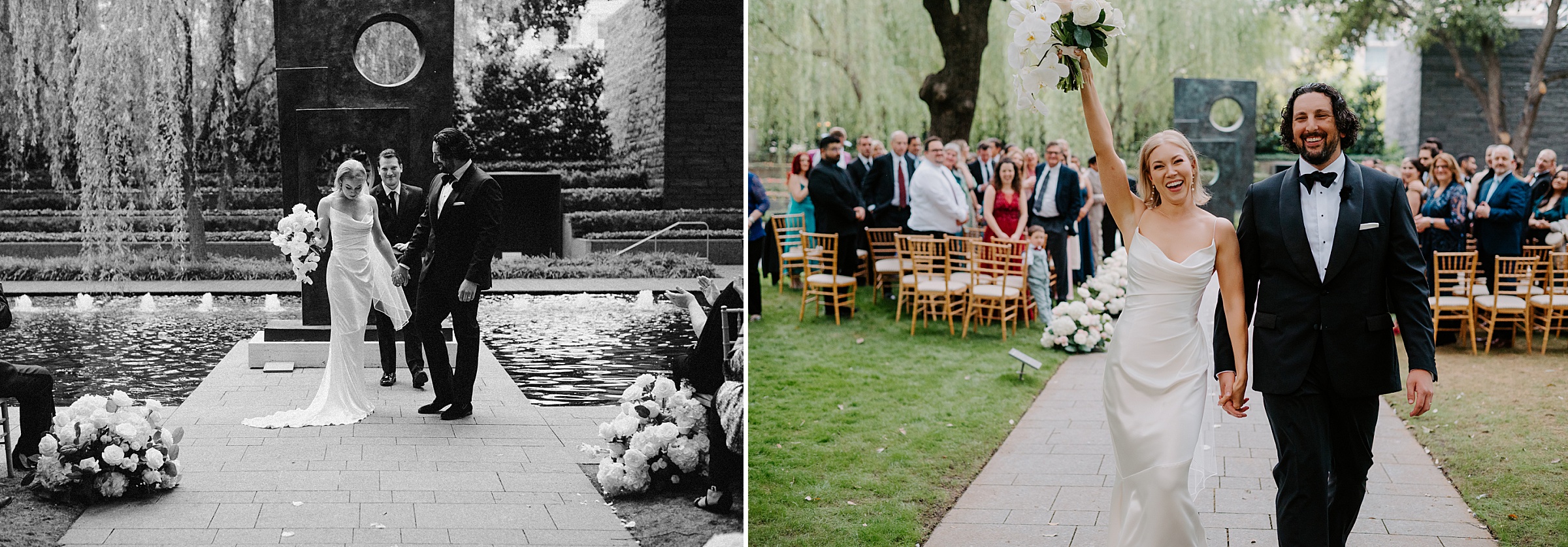 Spring wedding ceremony surrounded by art at the Nasher Sculpture Center
