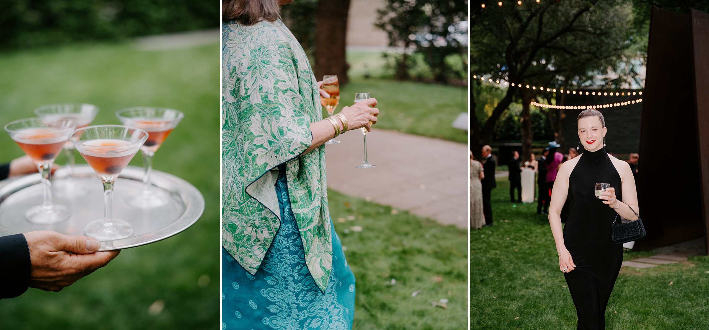 Guests mingling during a Nasher Sculpture Center wedding reception