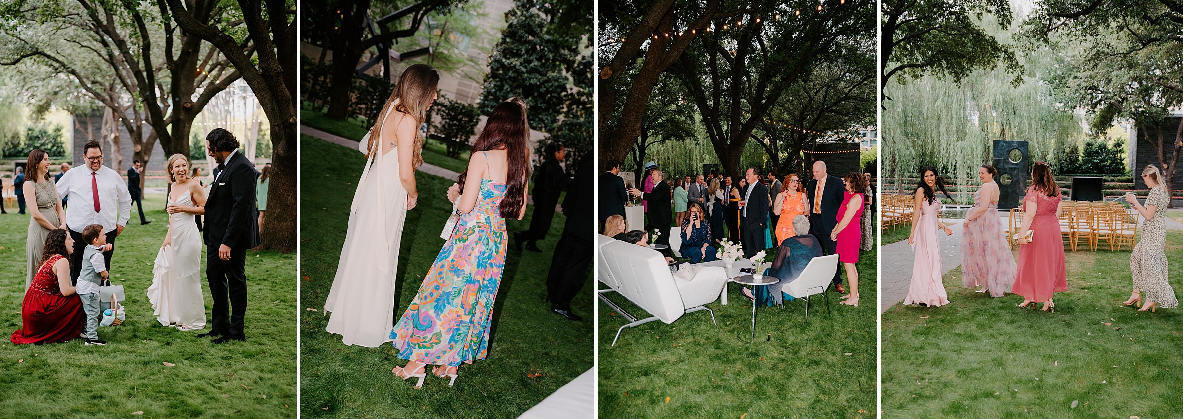 Guests mingling during a Nasher Sculpture Center wedding reception