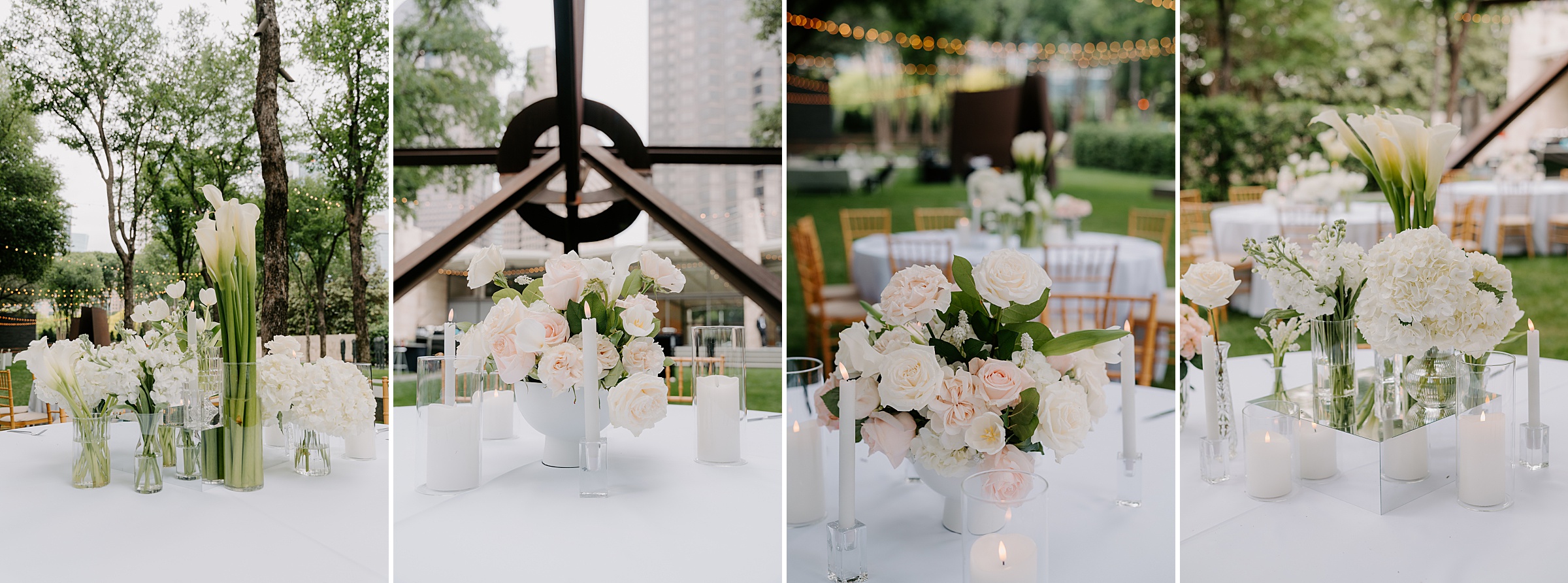Modern wedding design details at the Nasher Sculpture Center in Dallas