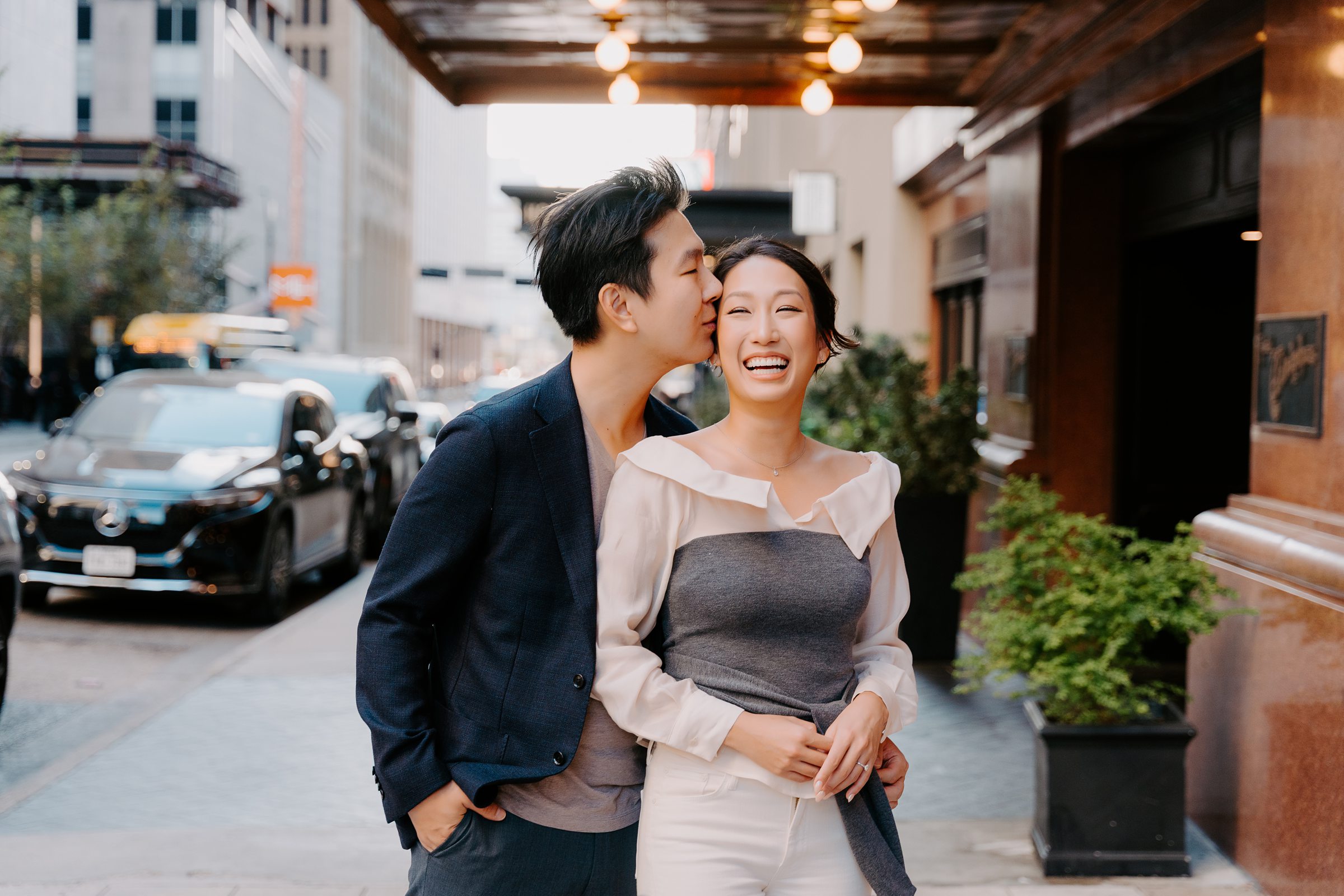 downtown Dallas engagement photos golden hour