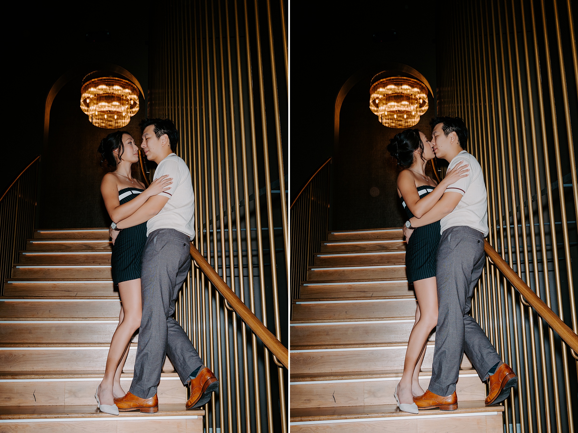 engagement photos at Ginger's speakeasy Dallas East Quarter