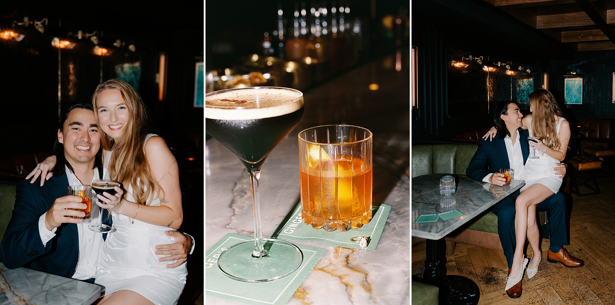 Ginger's Dallas engagement session East Quarter speakeasy