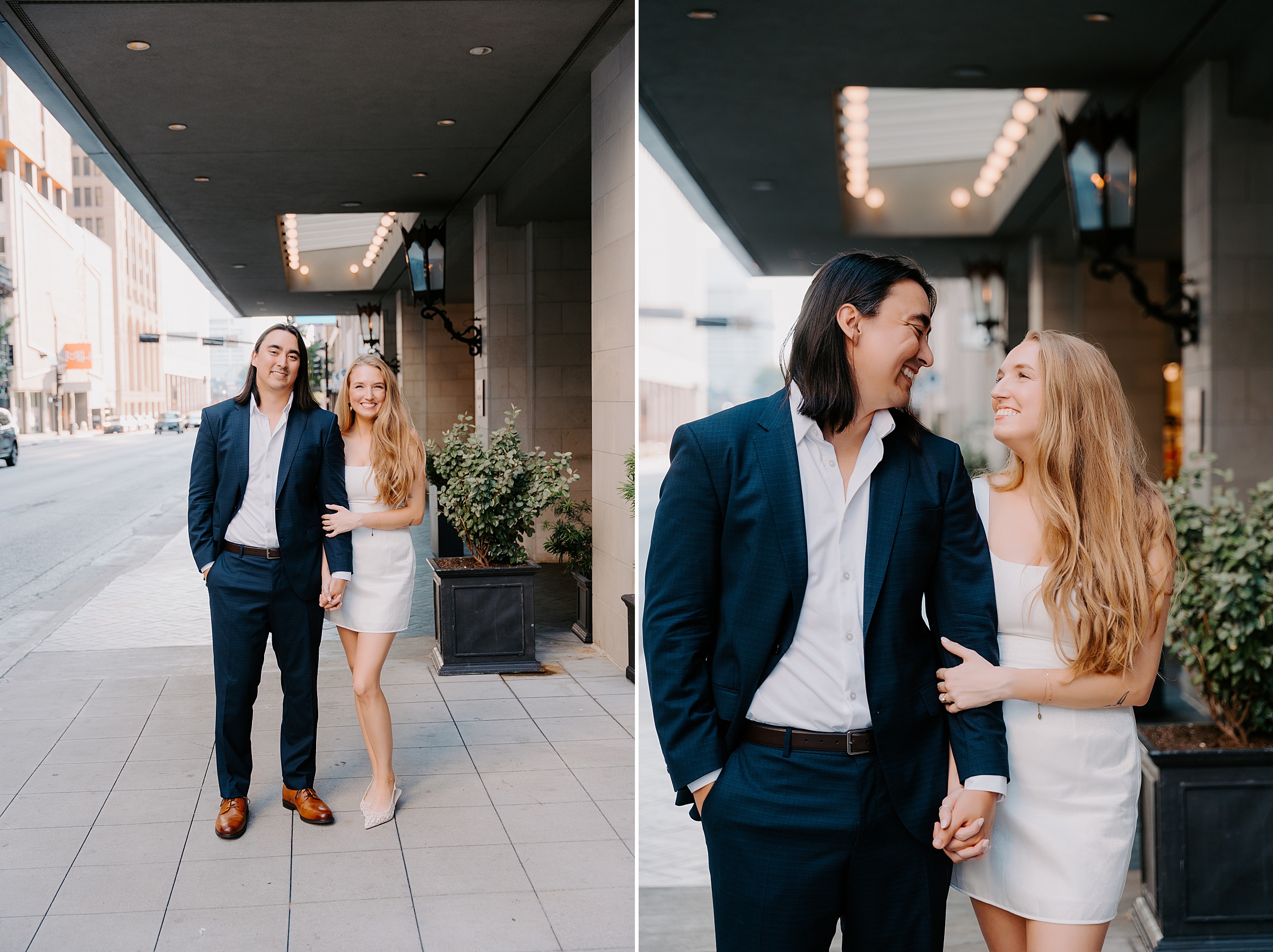 downtown Dallas engagement photos near The Adolphus Hotel