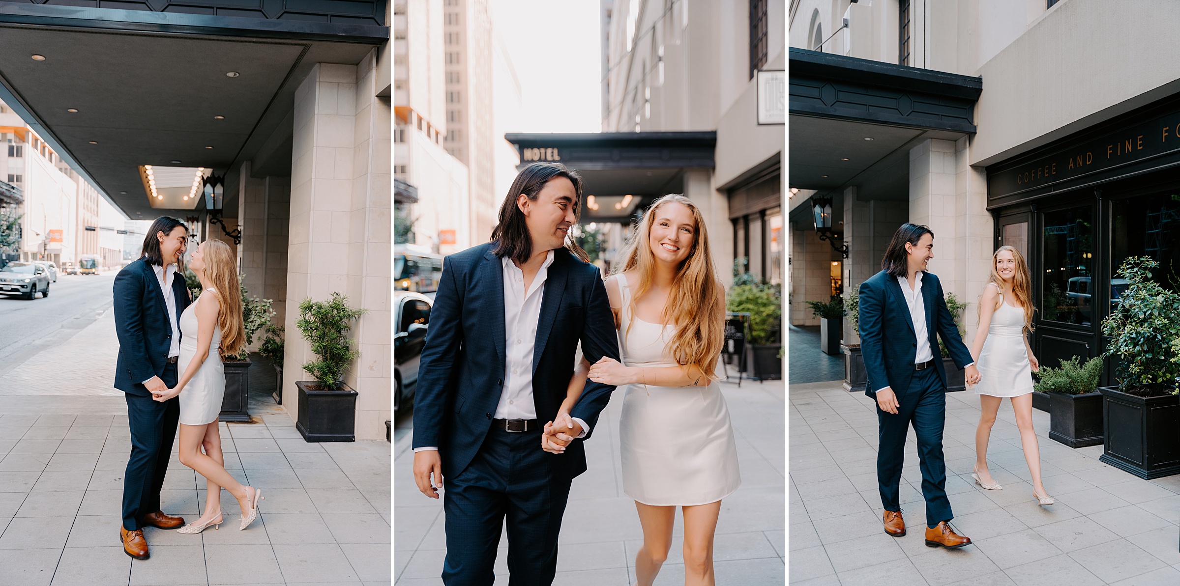 downtown Dallas engagement photos near The Adolphus Hotel