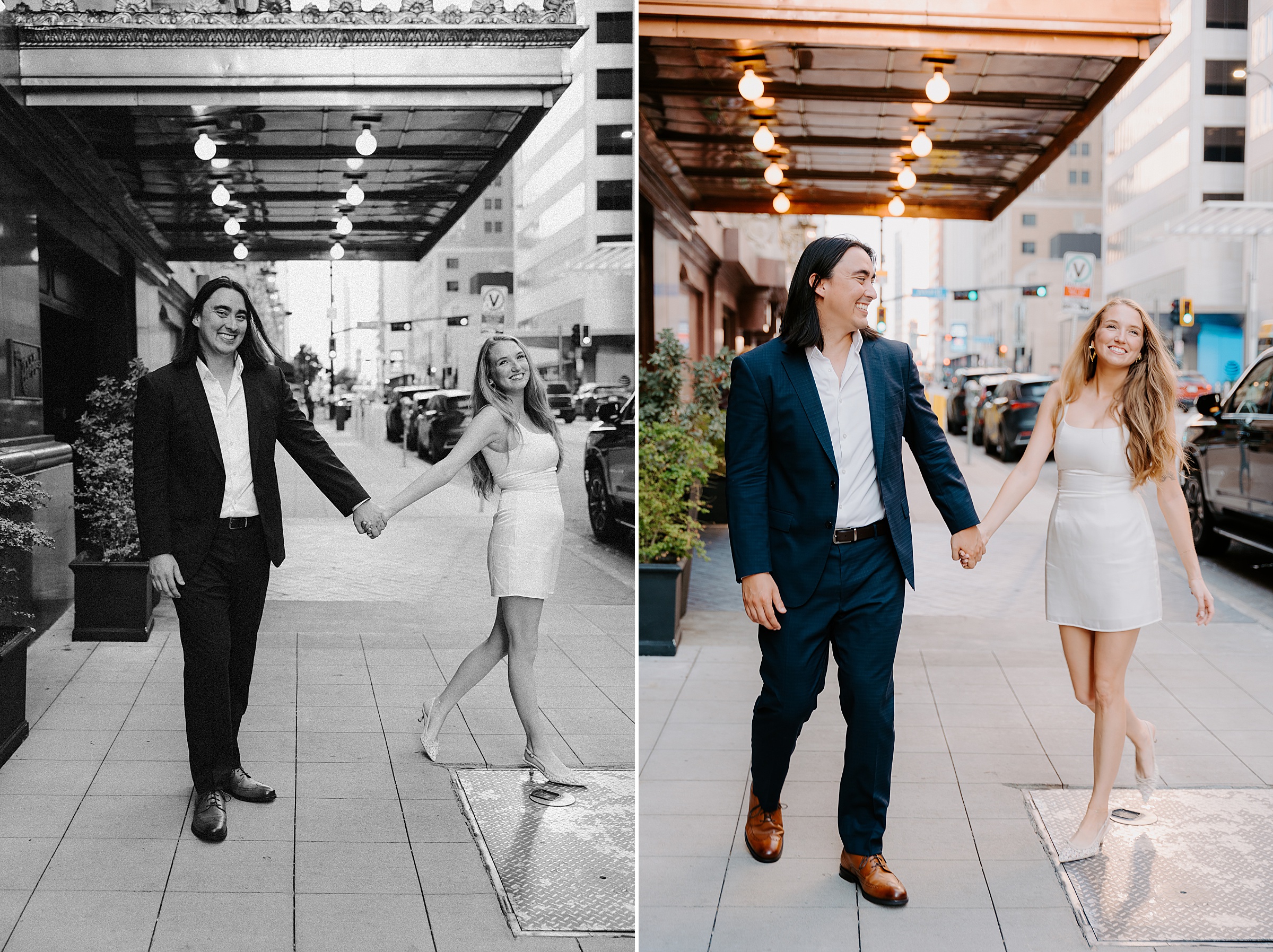 The Adolphus Dallas engagement session golden hour