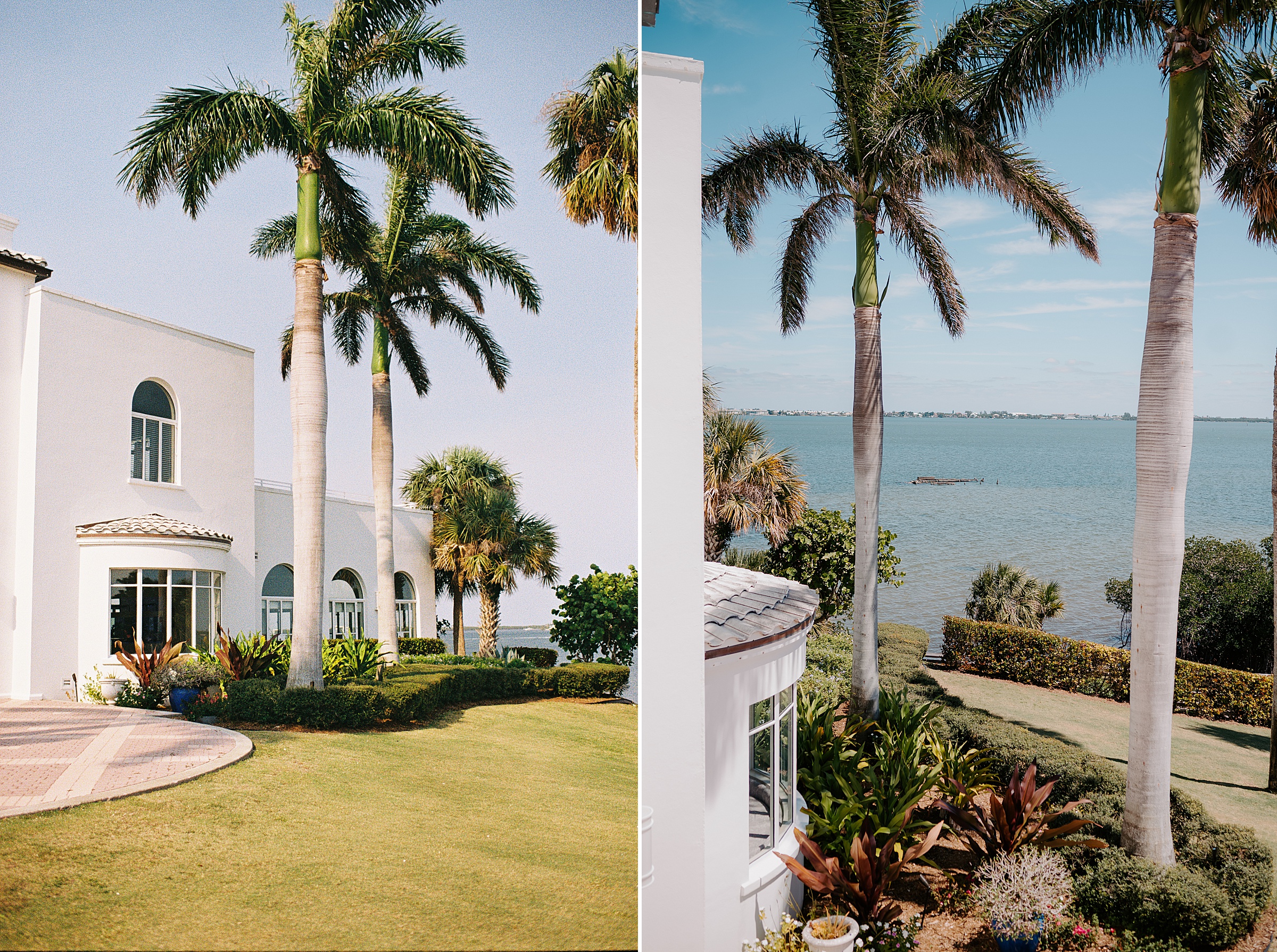 Mansion at Tuckahoe exterior white facade tropical wedding