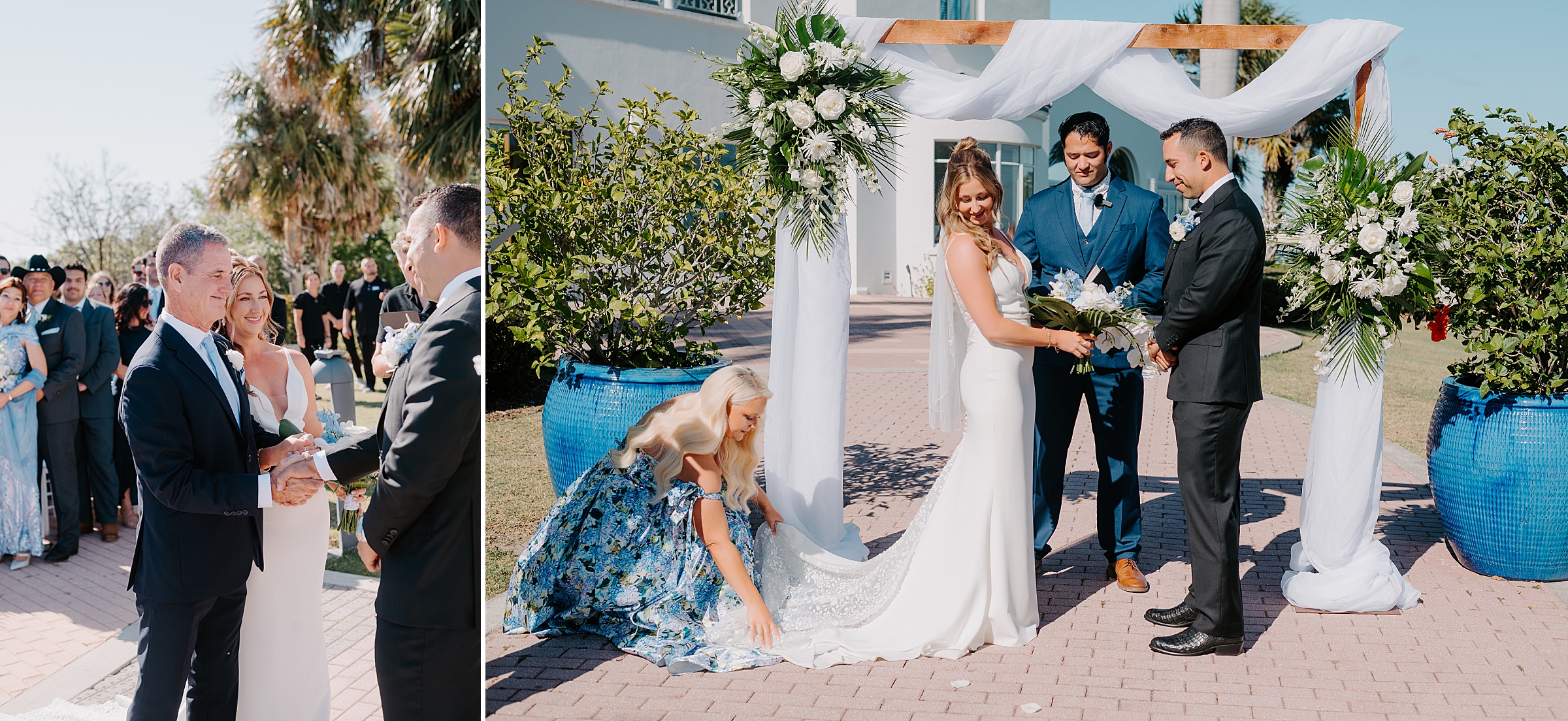 Mansion at Tuckahoe wedding ceremony outdoor terrace Jensen Beach Florida