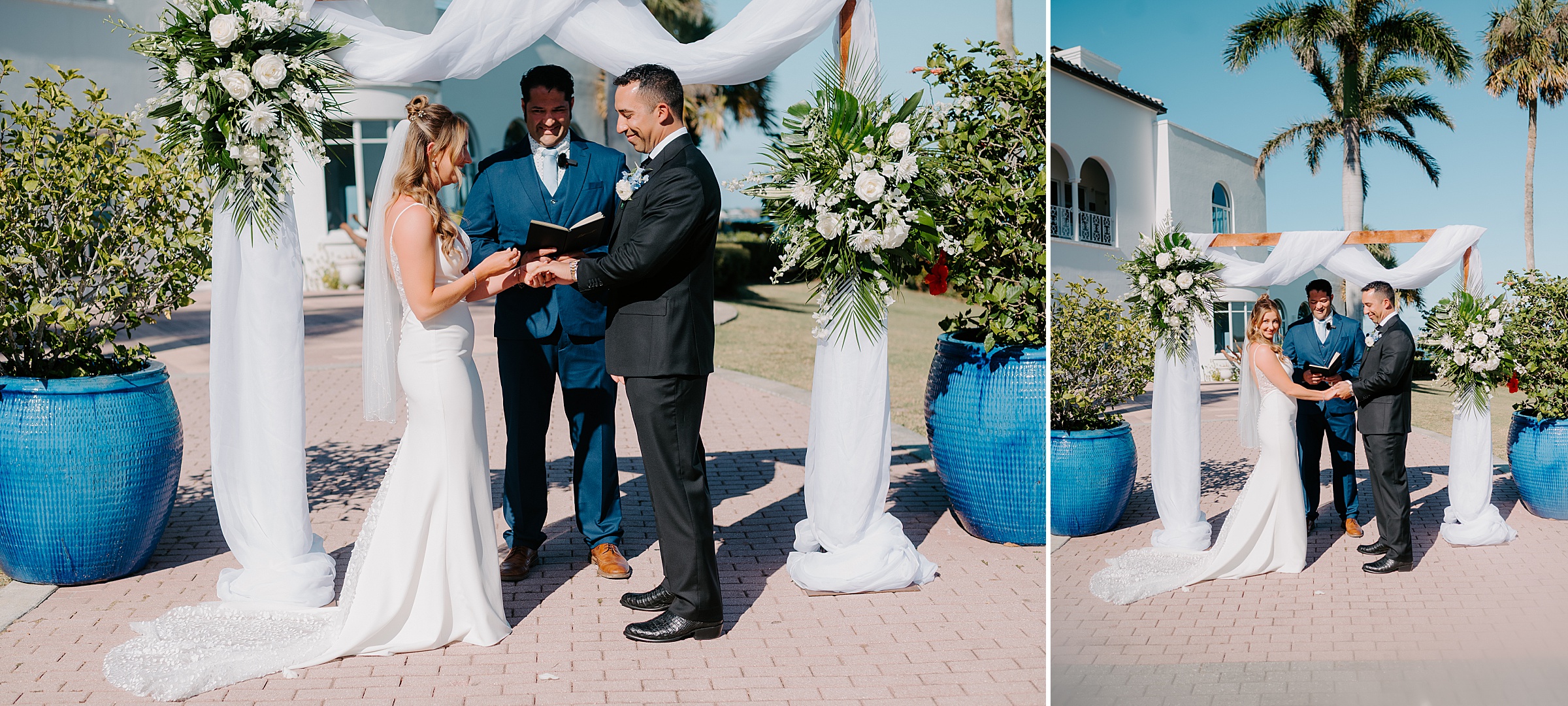 Mansion at Tuckahoe wedding ceremony outdoor terrace Jensen Beach Florida