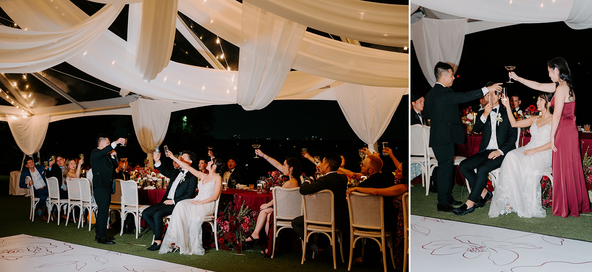 clear tent wedding reception Dallas Arboretum Alex Camp House