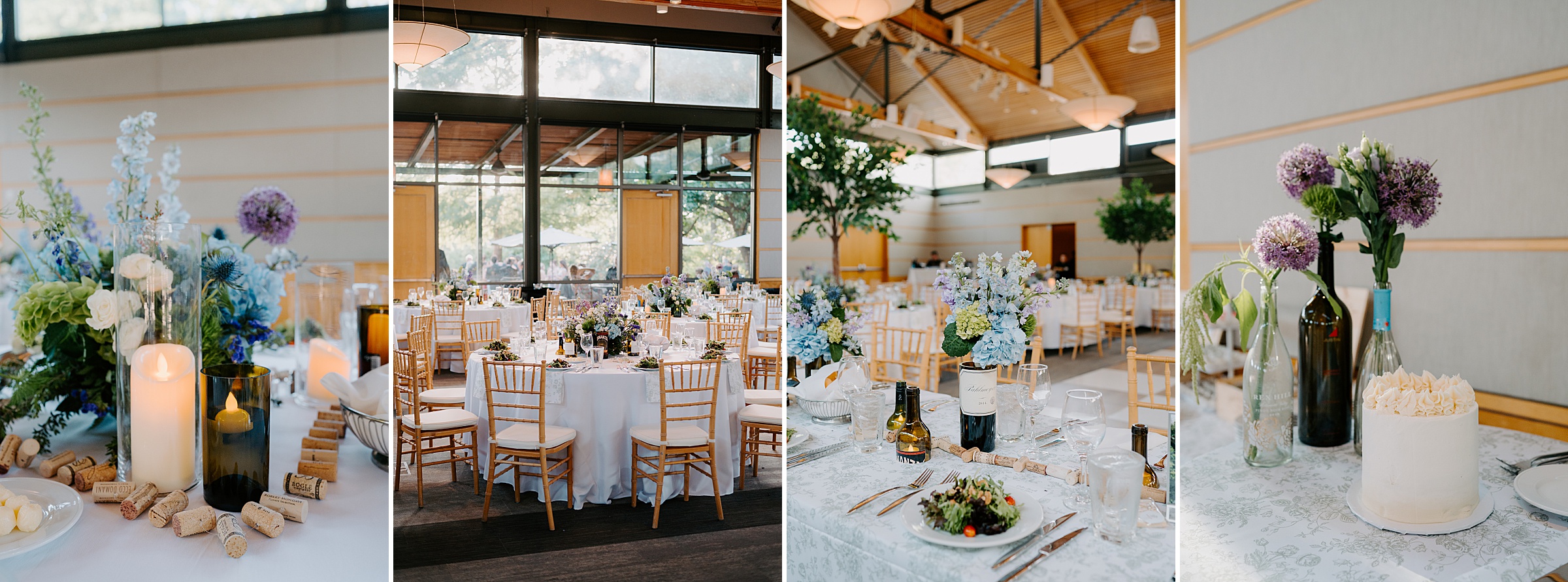 wine bottle candelabras wedding reception Rosine Hall Dallas