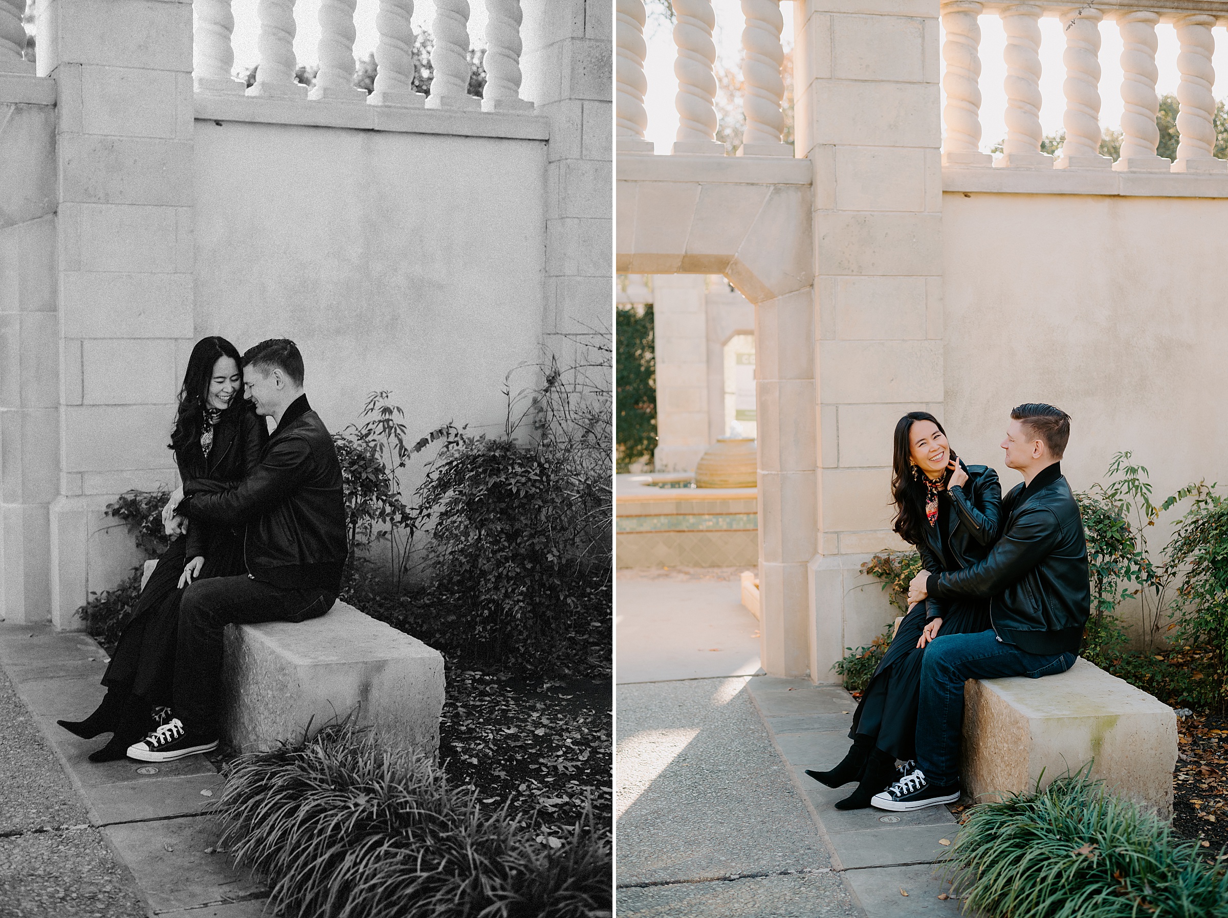 chic couple engagement photos Dallas botanical garden