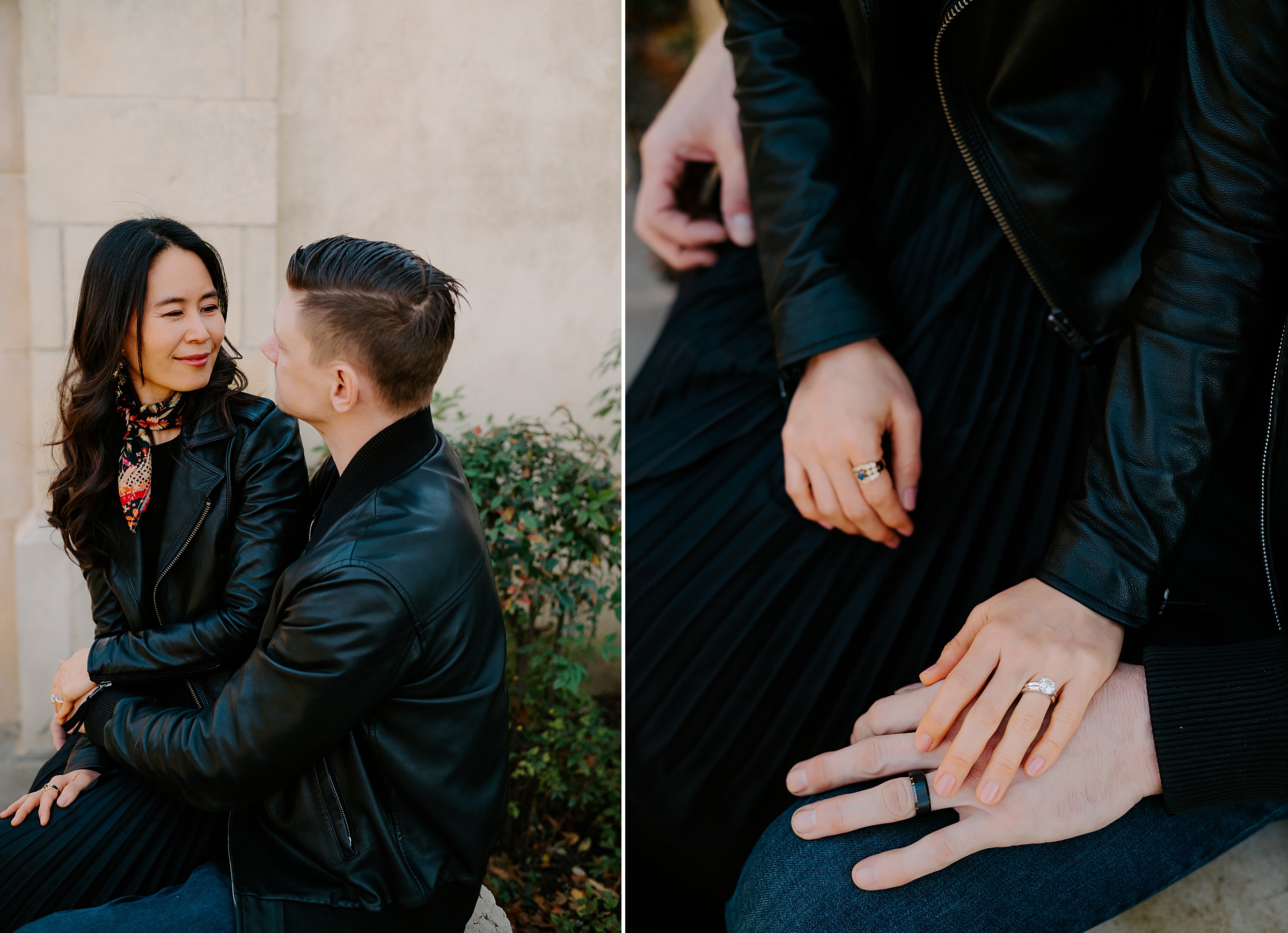 chic couple engagement photos Dallas botanical garden