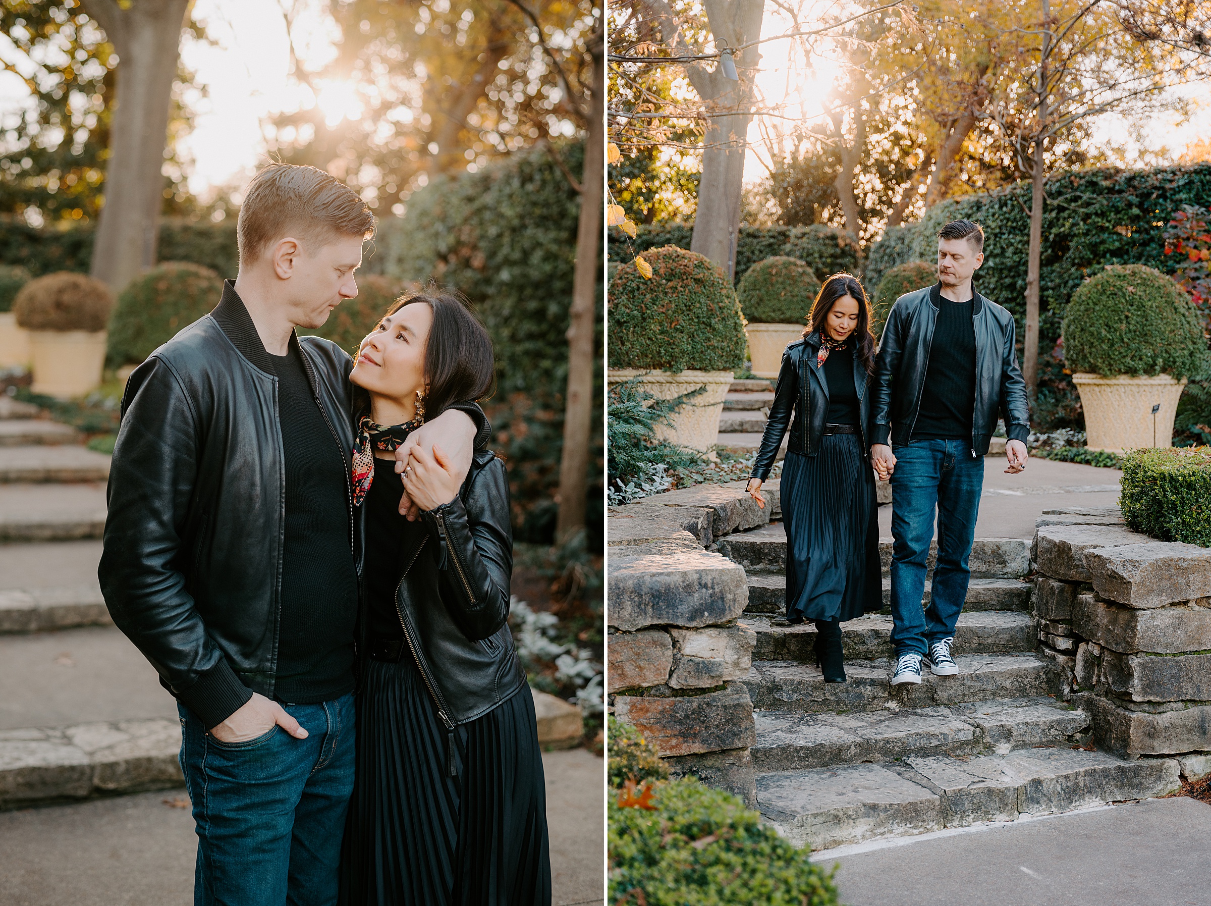 The Sunken Garden Dallas Arboretum winter engagement session