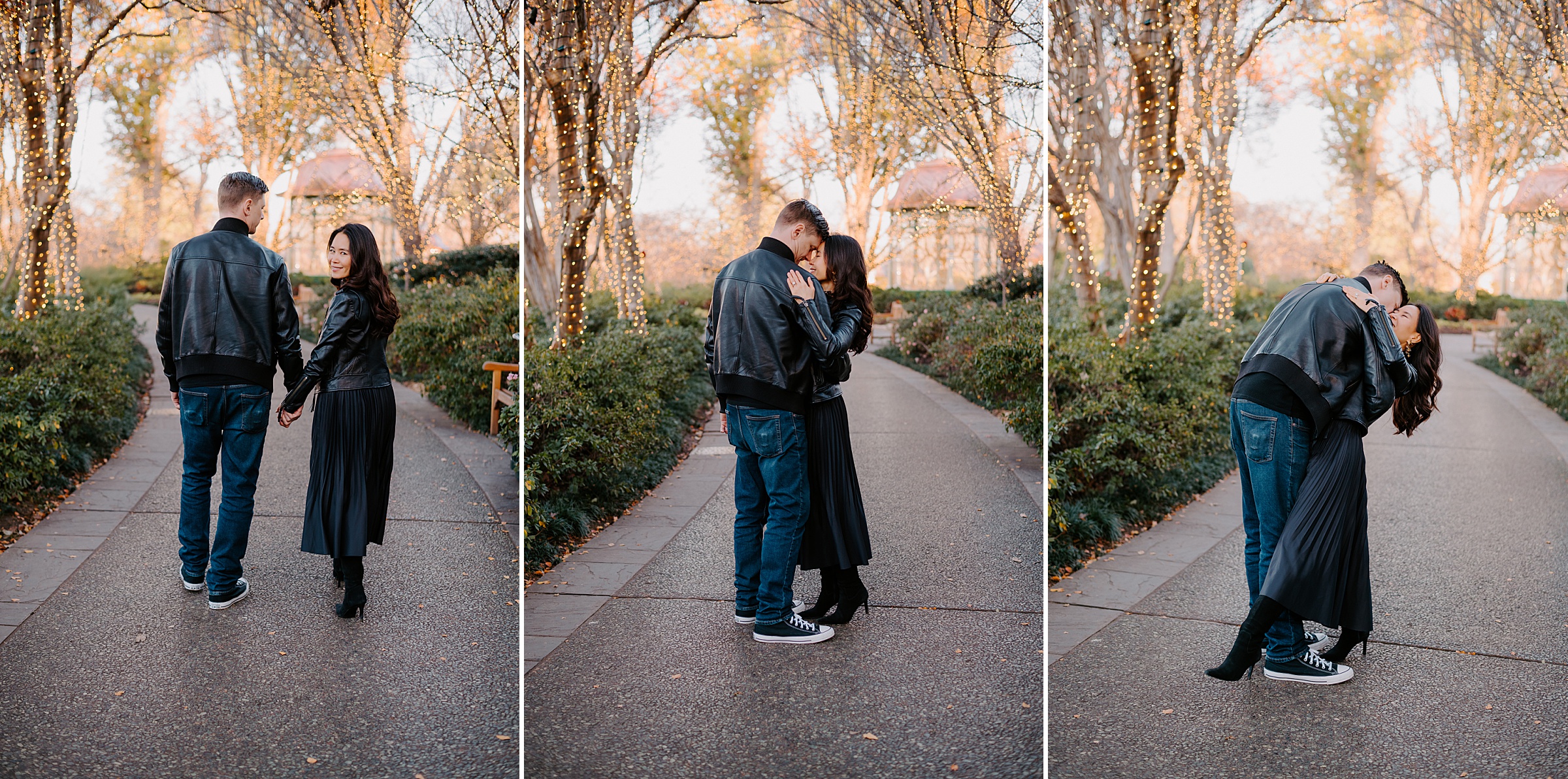 chic editorial engagement photos Dallas Arboretum