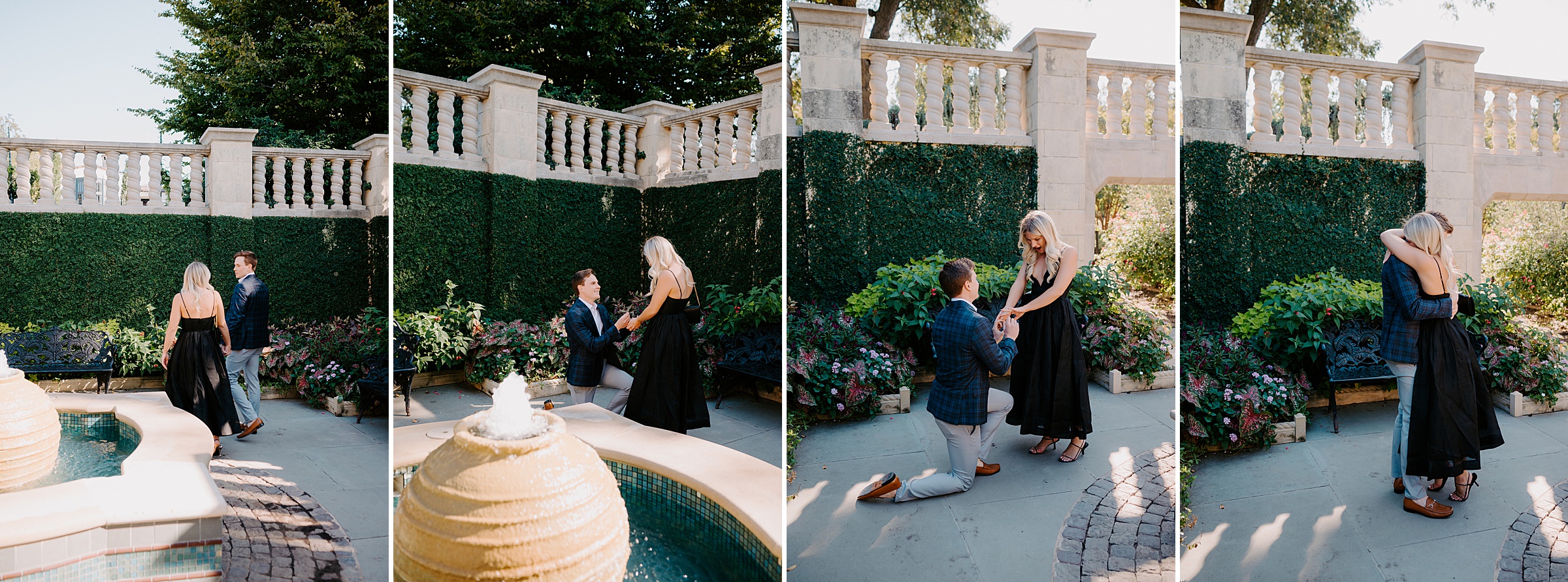surprise proposal Dallas Arboretum Poetry Garden