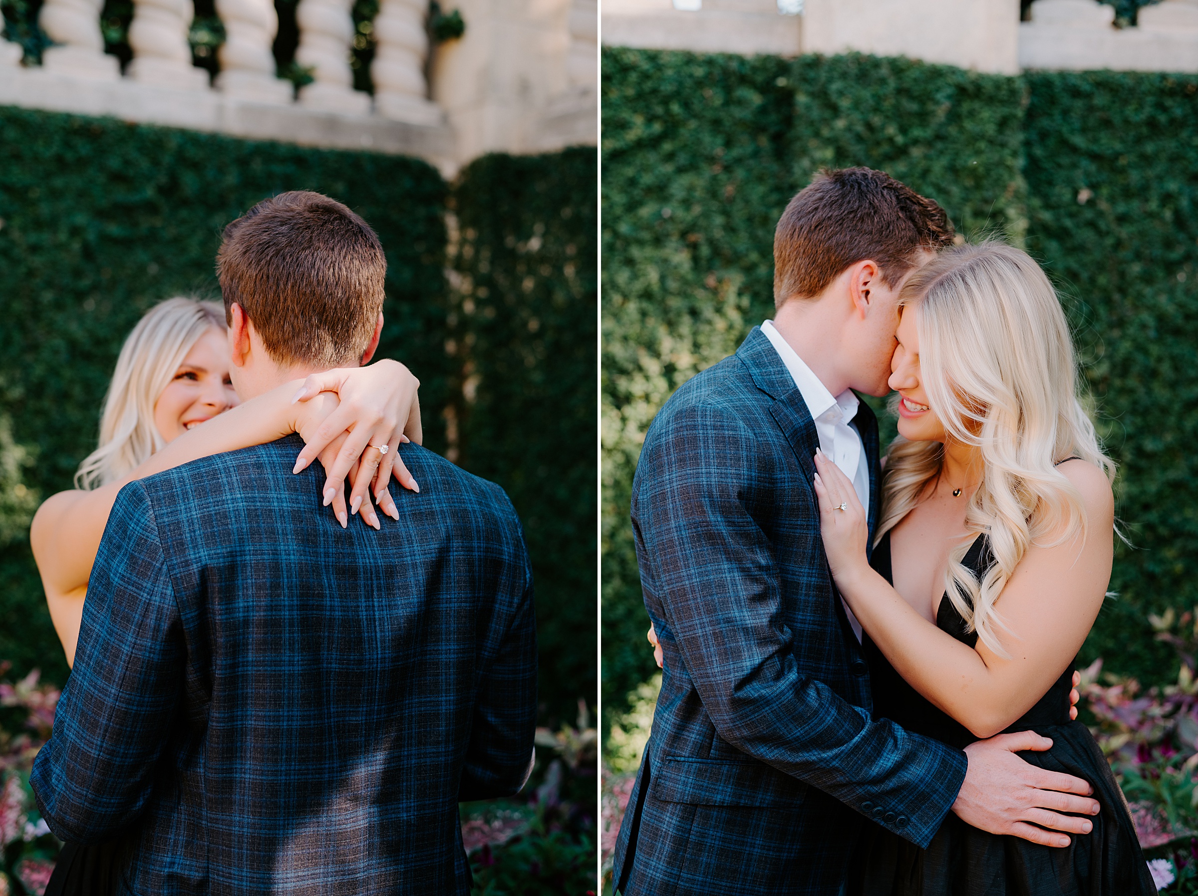 newly engaged couple Dallas Arboretum engagement photos