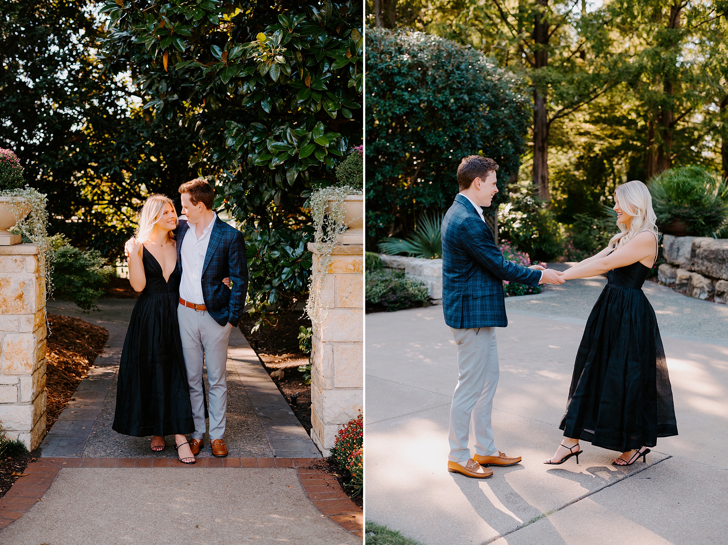 Dallas Arboretum Poetry Garden engagement portraits