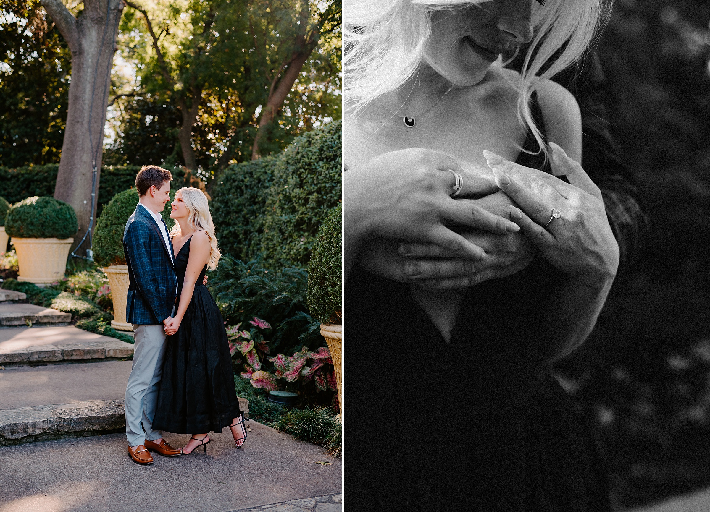 newly engaged couple Dallas Arboretum engagement photos
