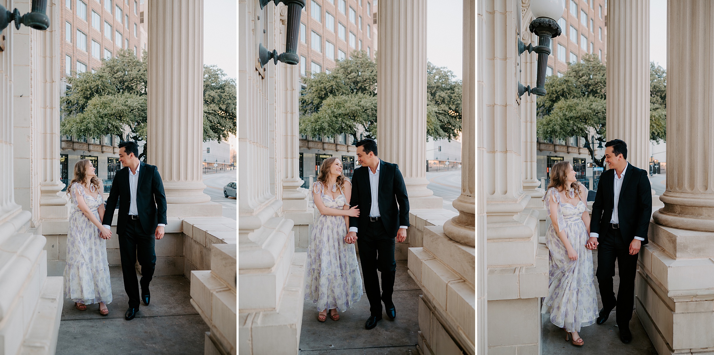 Dallas Arts District engagement photos First Presbyterian and Winspear