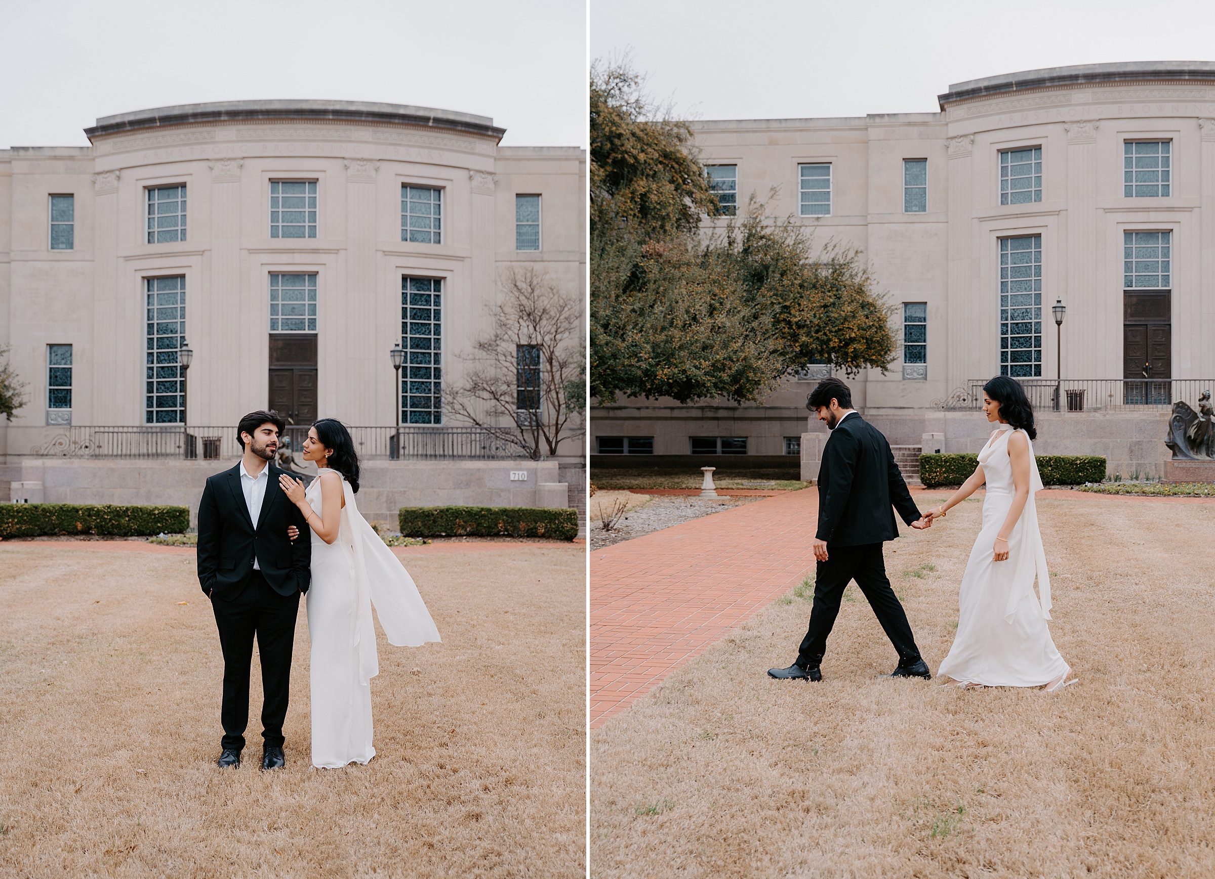 Baylor University engagement session Armstrong Browning Library